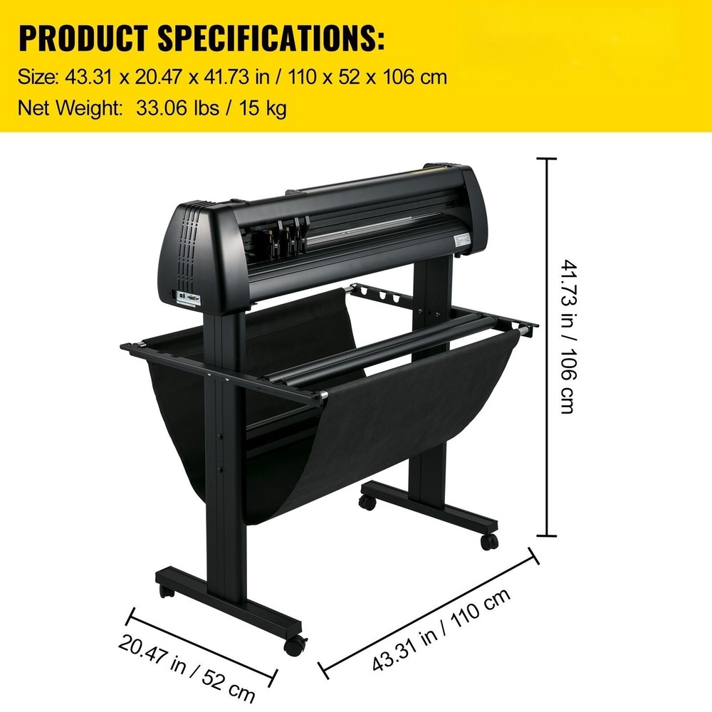 34" Vinyl Plotter Cutting Machine Kit w/Sign Software 3 Blade LCD Screen