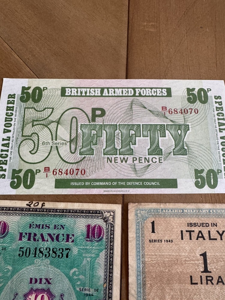 Lot of 5 WW2 Military notes