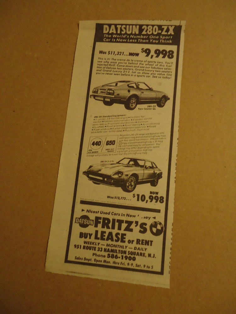 Datsun 280Z 1979 newspaper car ad