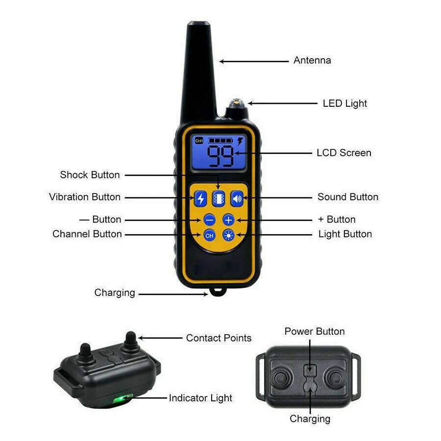3000FT Remote Dog Training Collar – Rechargeable Shock, Vibration & Beep Trainer
