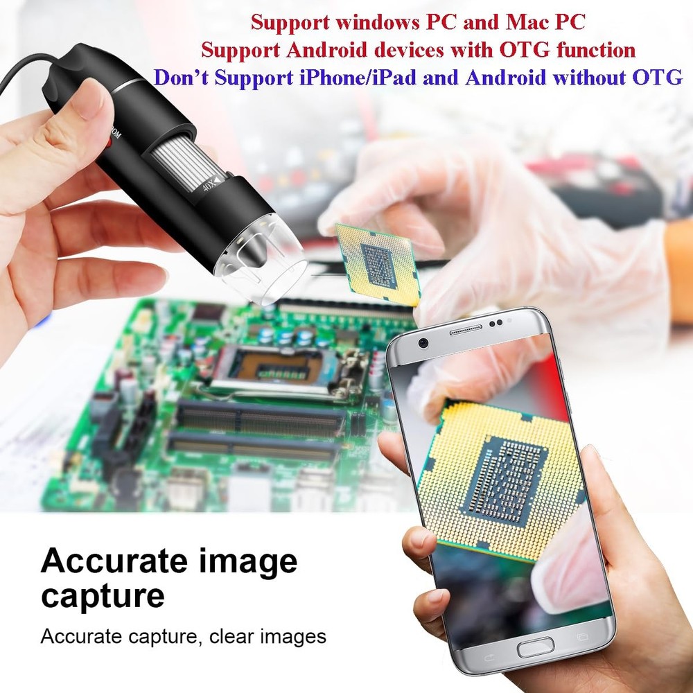 USB Microscope Camera with Stand & Carrying Case, Cainda Digital Microscope C...