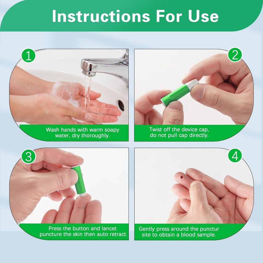 Safety Lancets, Pressure-Activated,Single use,for Comfortable Blood Testing (...