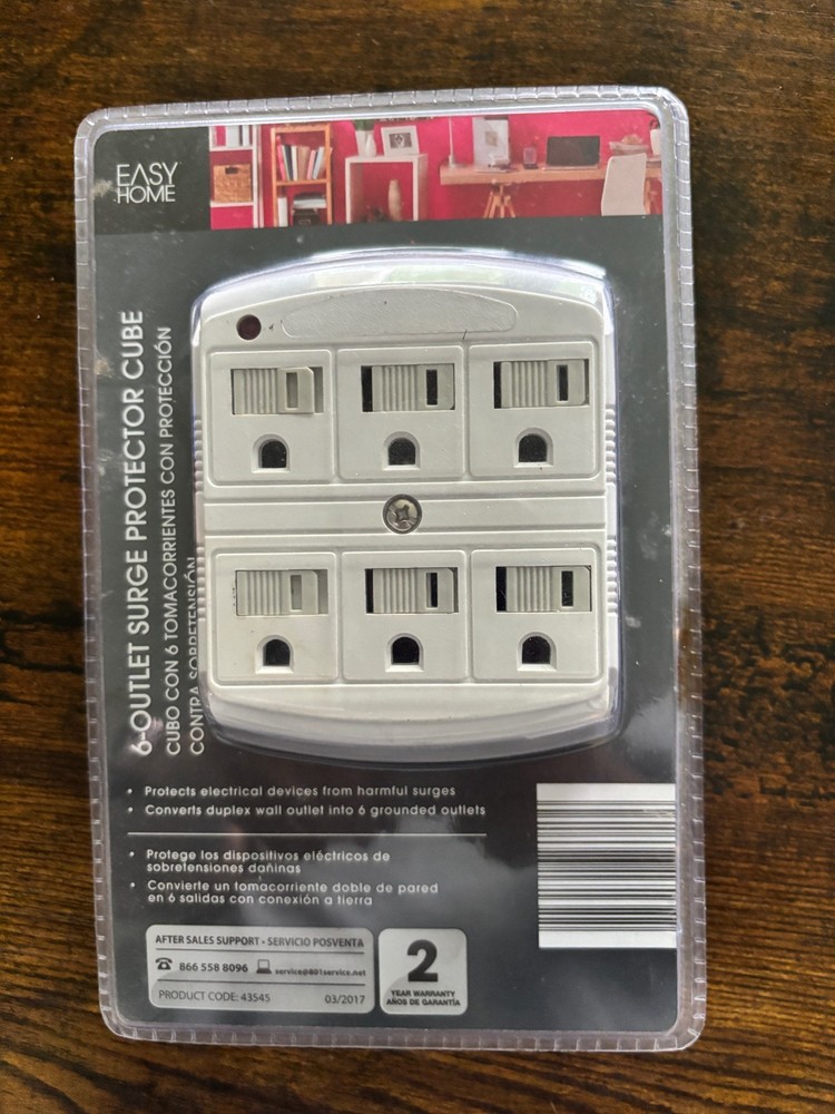 EASYHOME  6-OUTLET  SURGE PROTECTOR CUBE NEW SEALED
