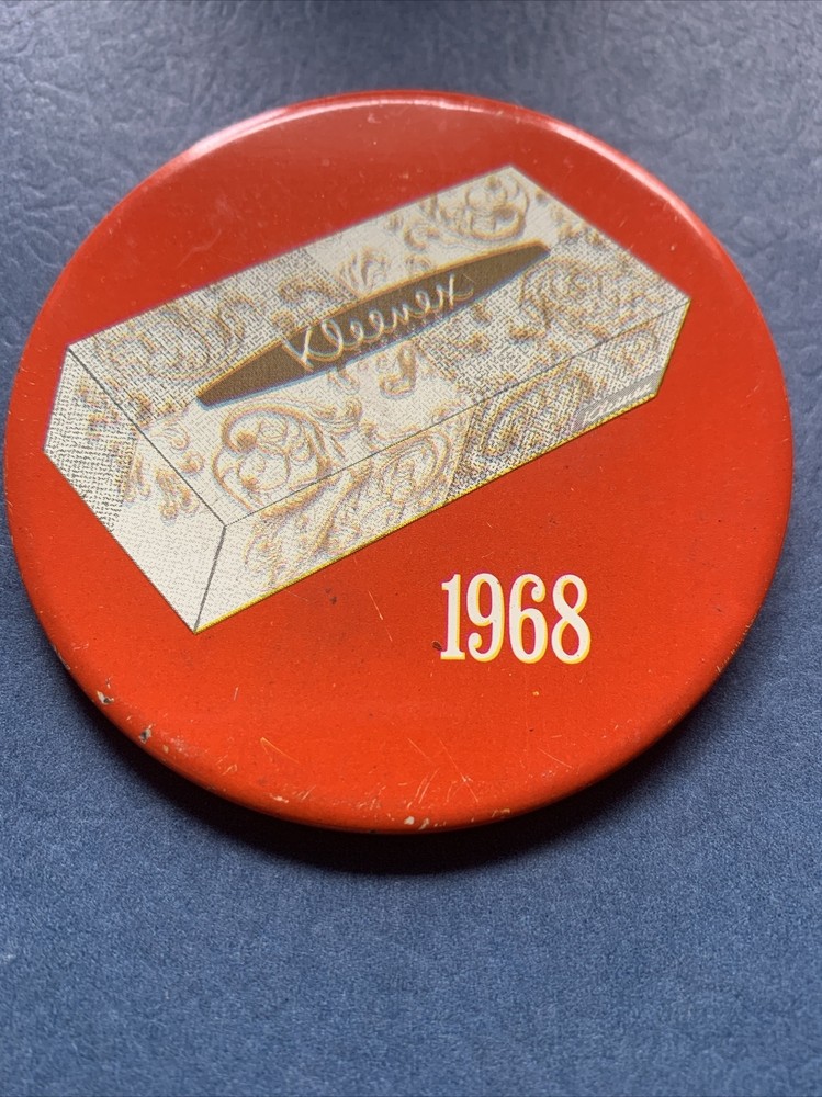 1968 Kleenex Pinback Button Advertising