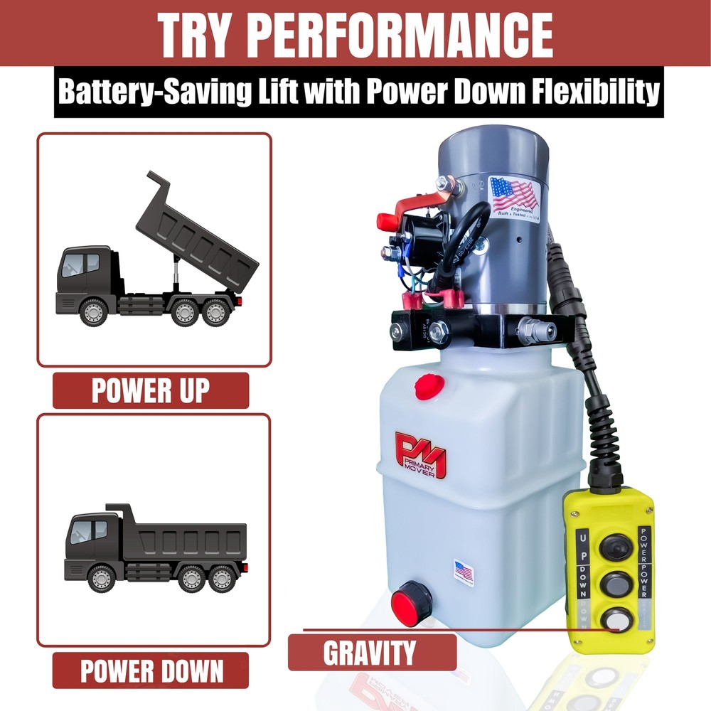 KTI 12V Double-Acting Hydraulic Pump - Poly Reservoir
