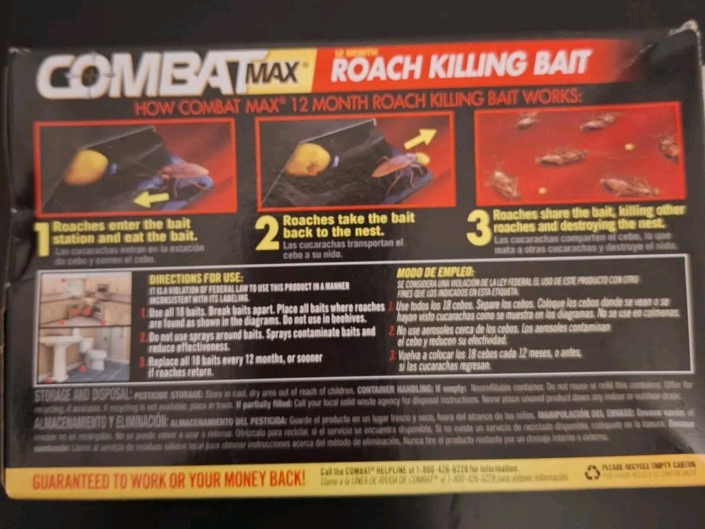 Combat Max 12 Month Roach Killing Bait Small Roach Child-Resistant 18 Count