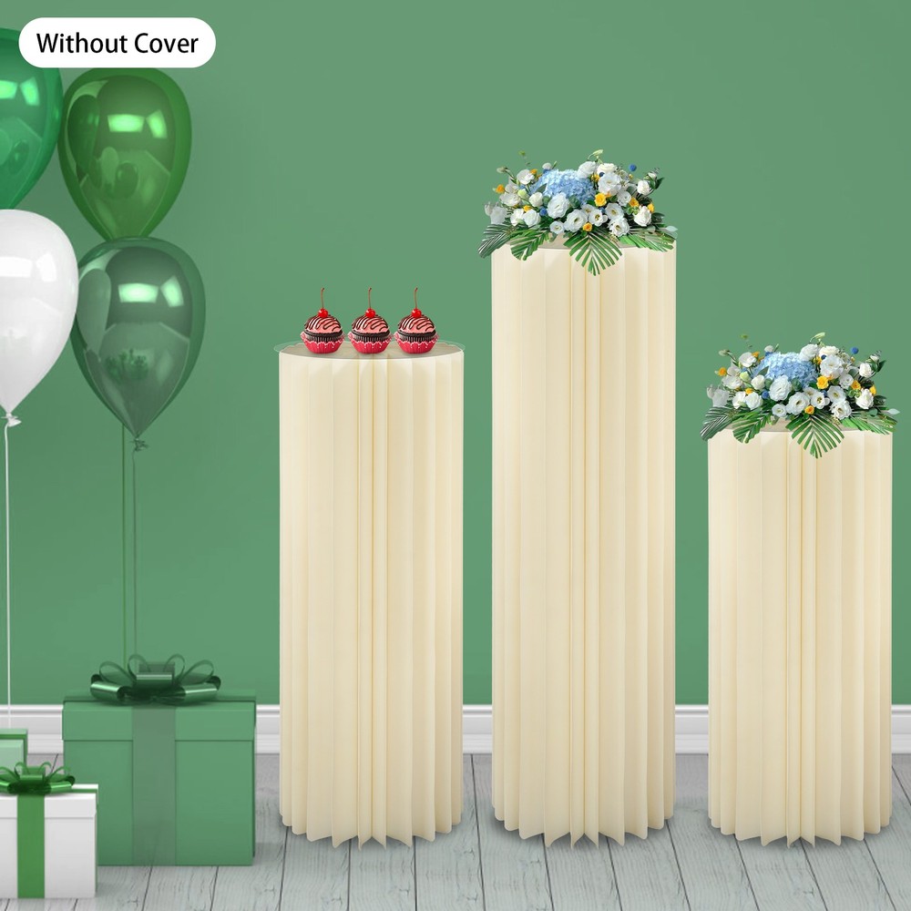 3PCS Foldable Paper Column Display Stands for Party Reusable Round Display Stand