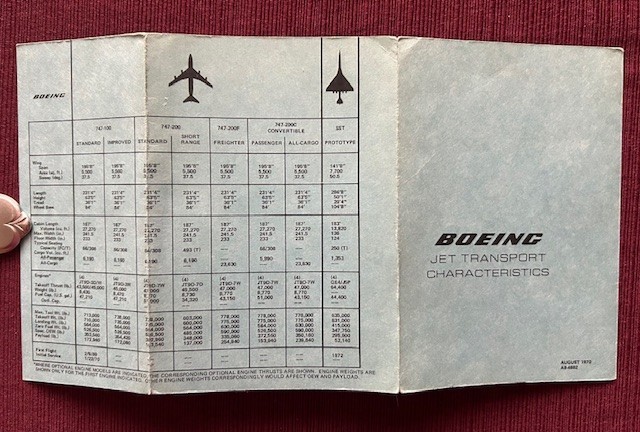 Boeing Jet Characteristics Mini Brochure 1970