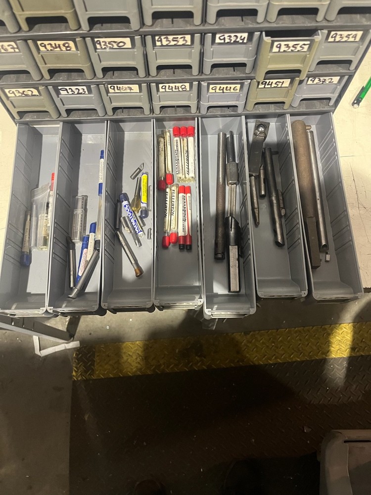 Cabinet w/ 130 Boring Bars & 35 Counter Sinks Same Carbide