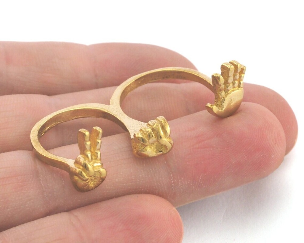 Rock paper scissors Adjustable Raw Ring brass (18mm 8US inner size) 3807