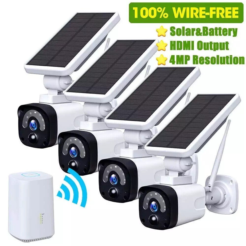 Wireless Security Camera System Outdoor Solar Battery Powered WiFi Motion Detect