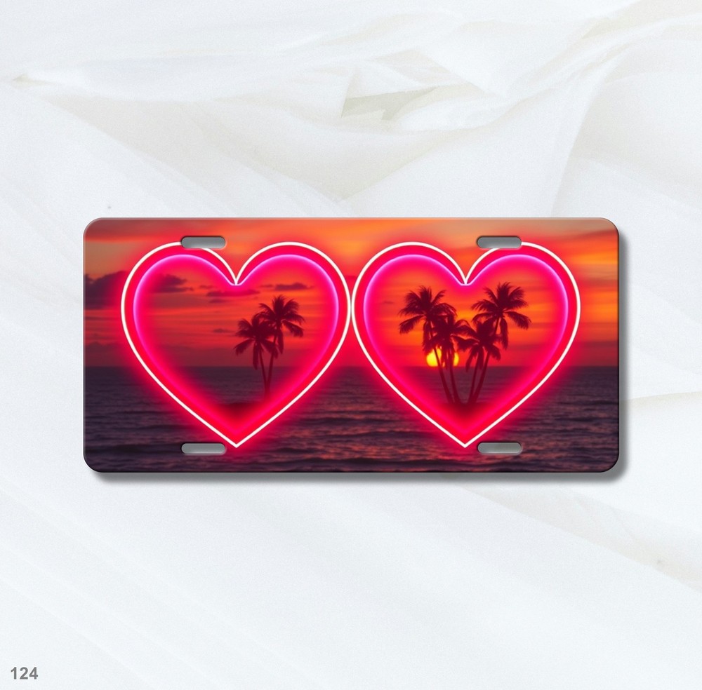 Romantic Couples Hearts Design Add Text License Plate Customizable Decor