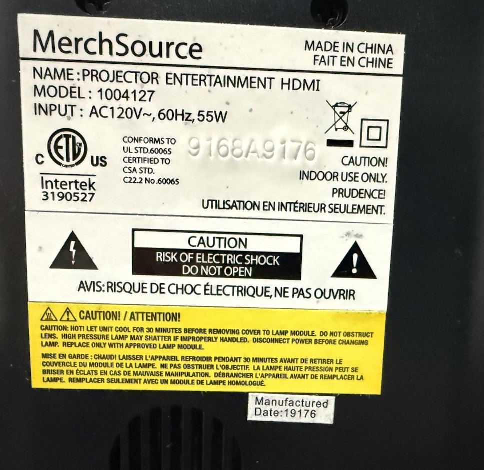 MerchSource - Adjustable Projector HDMI Model 1004127 Tested works