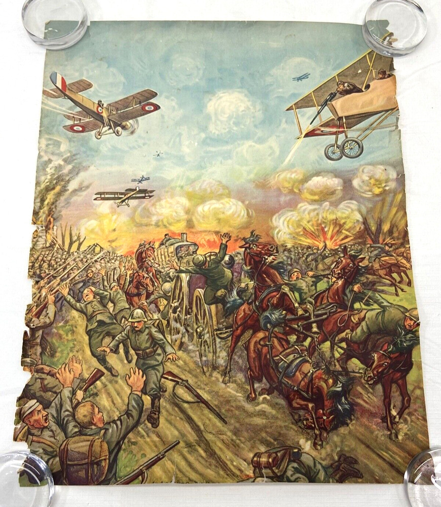 Original WWI Battle Scene Print