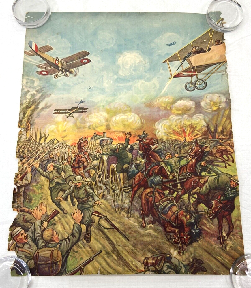 Original WWI Battle Scene Print