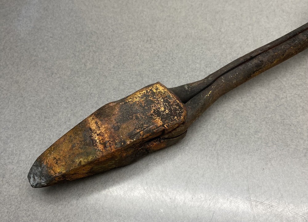 Antique Wood Handle Soldering Iron Copper Tip Blacksmith Tool Primitive