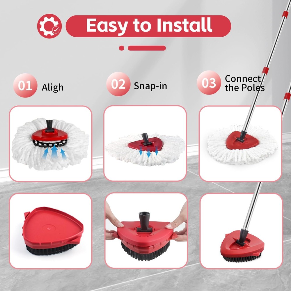Mop Replace Heads Mop Handle and Mop Base Replacement for O Cedar EasyWring 1...