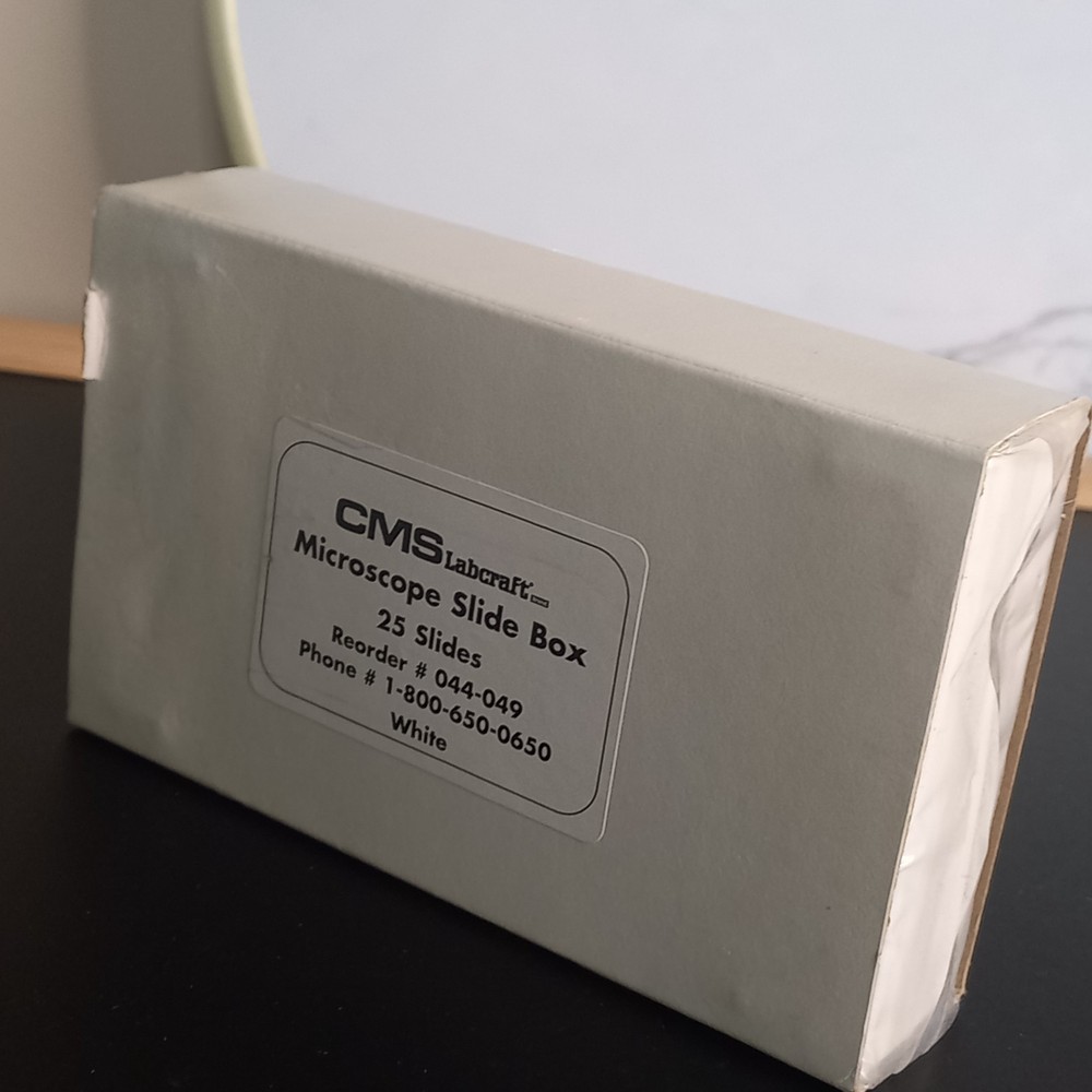 CMS Labcraft Microscope Slide Box (White) with a capacity for 25 slides 2 рs