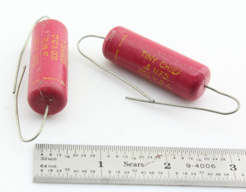 NOS Matched Pair Cornell Dubilier Tiny Chief .5uF 200V DC 5% Capacitors Tested