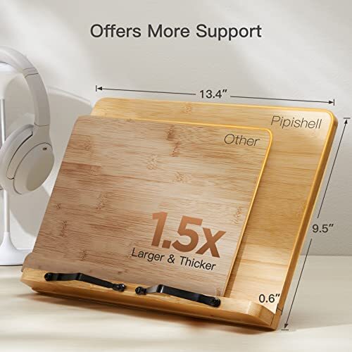 Large Foldable Bamboo Book Stand Adjustable Reading Book Holder for Cookbook