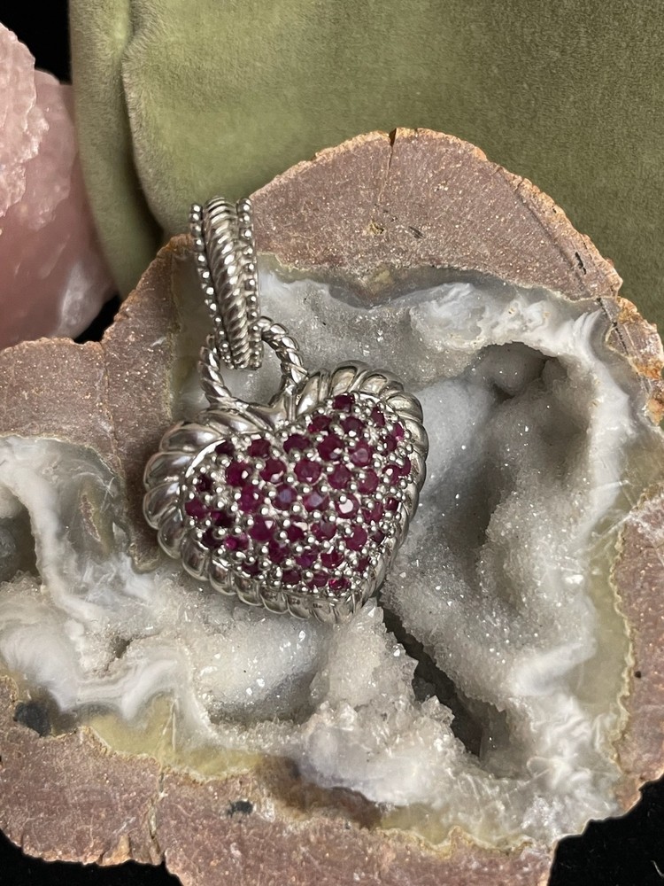 JUDITH RIPKA ruby heart sterling silver pendant enhancer