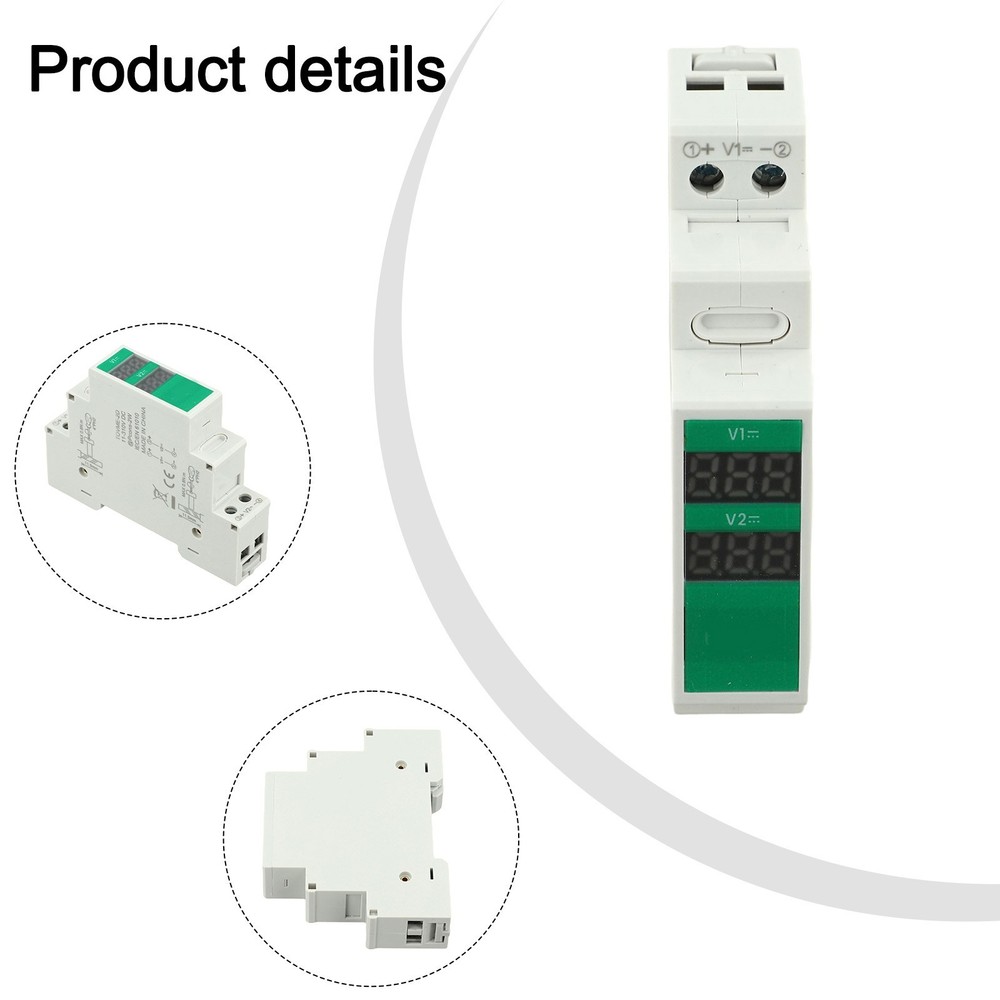 Compact For Din Rail Mountable Voltage Meter with LED Display for DC Use