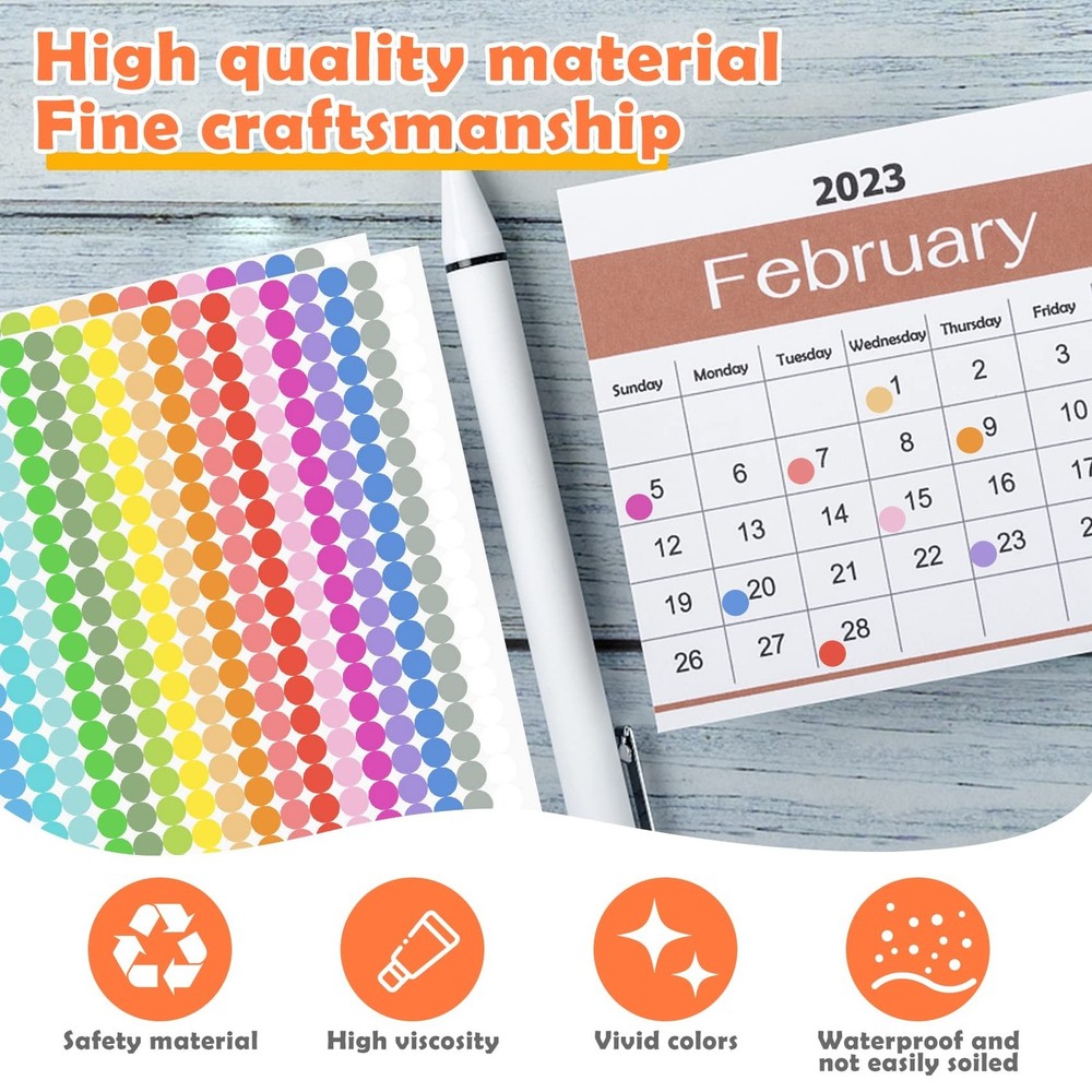6720 PCS Small Dot Stickers Round Color Coding Labels Circle Dot Stickers Lab...