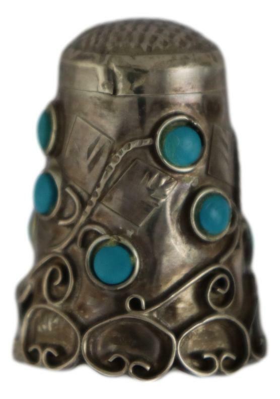 Sterling Silver Thimble set with Turquoise MEXICAN SILVER