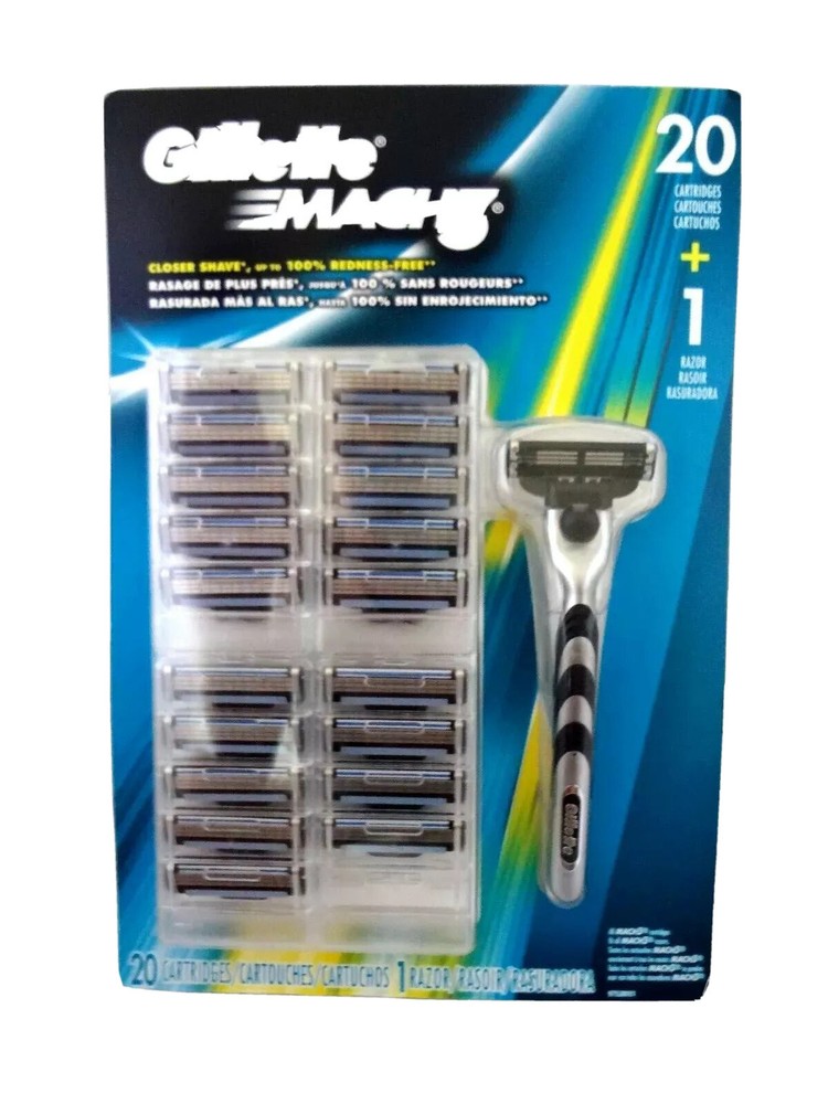 gillette mach3 base cartridges 20 count + 1 mach3 handle