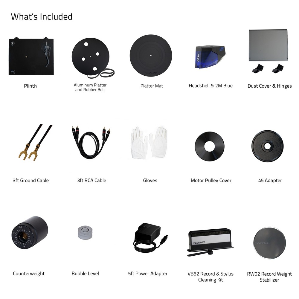 Fluance RT84 Reference Turntable with Record Weight and Vinyl Cleaning Kit
