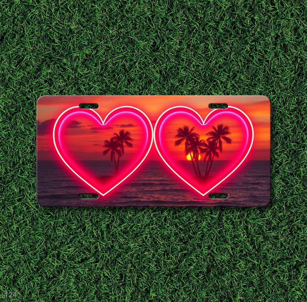 Romantic Couples Hearts Design Add Text License Plate Customizable Decor