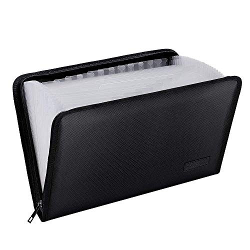 Expanding File Folder Important Document Organizer Fireproof Black,25 Pockets