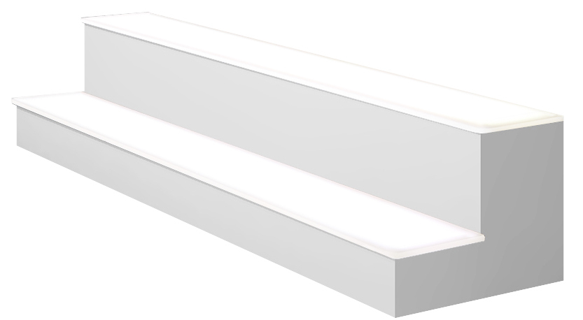 16" 2 Tier LED Lighted  Liquor Display Shelf - White Finish