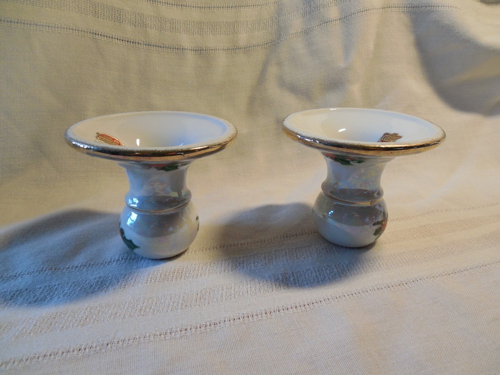 Ucagco lusterware holly candle holders Japan