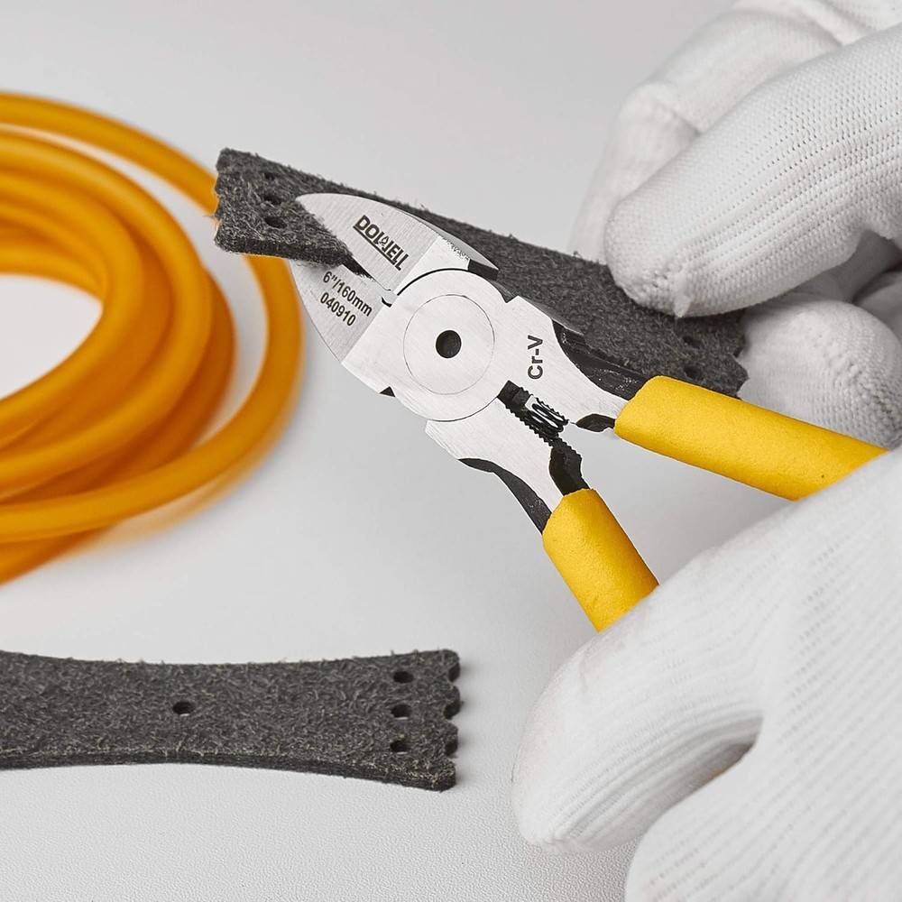 DOWELL Micro Wire Cutter Diagonal Flush Cutters 6 Inch Precision Side Yellow