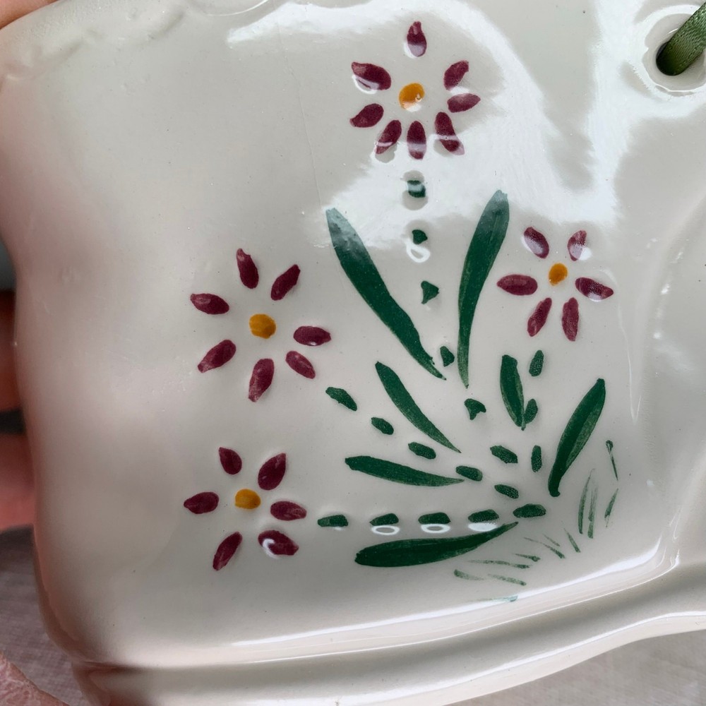 Hand Painted Signed Ceramic Planter Trinket Candy Nut Dish Easter Spring Decor