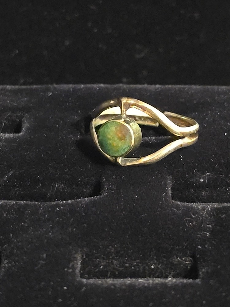 Turquoise Chrysocolla Swivel Stone Silver Ring Adjustable Versatile Band