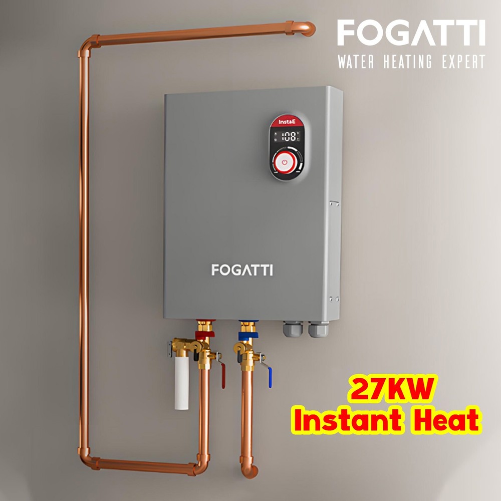 FOGATTI Tankless Water Heater Electric 240V 27KW Digital Display Instant 6.7 GPM