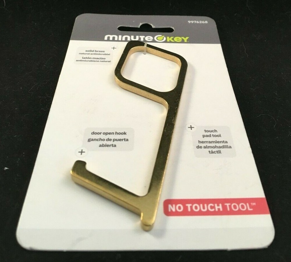 Minute Key - Solid Brass - No Touch Tool - Door Open Hook - Touch Pad Tool
