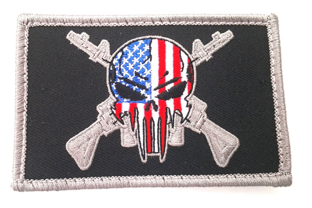 SNIPER SKULL RIFLES WITH HOOK BACKING Military Patch PM0883 EE