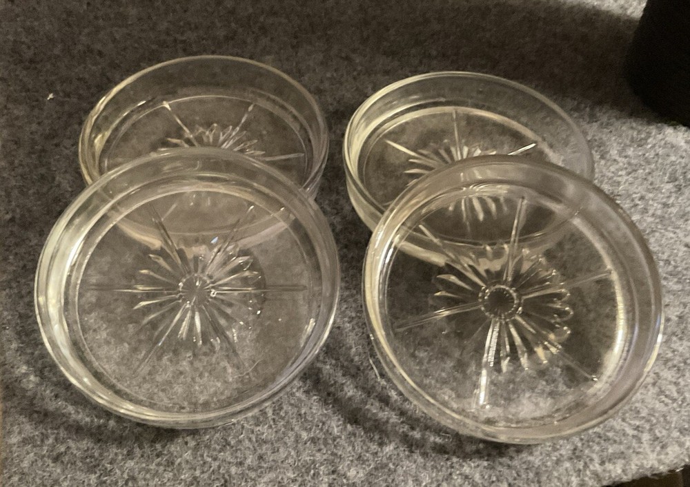 Frank M. Whiting Star Pattern Glass Bottle Coaster Mini Snack Dish Atomic