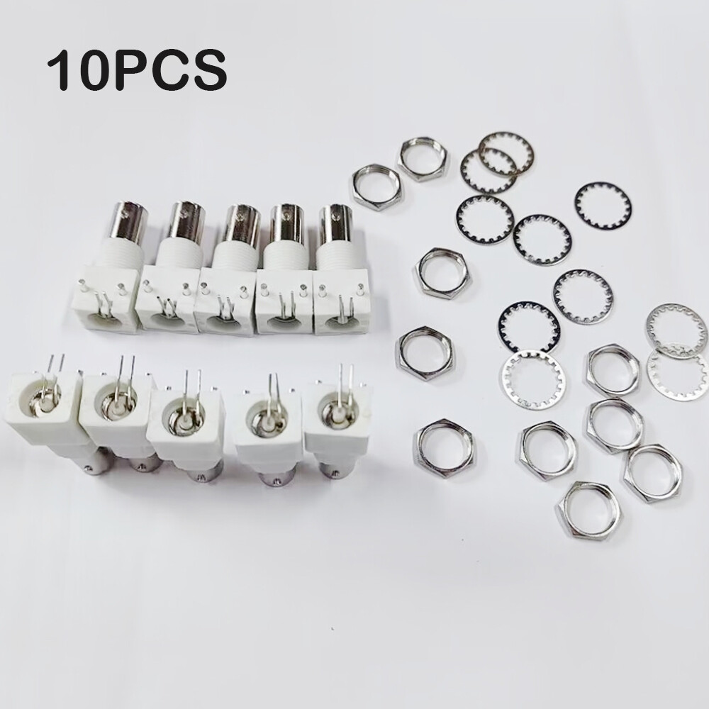 10pcs Board PCB Mount Right Angle BNC Female With Nut bulkhead Connector White
