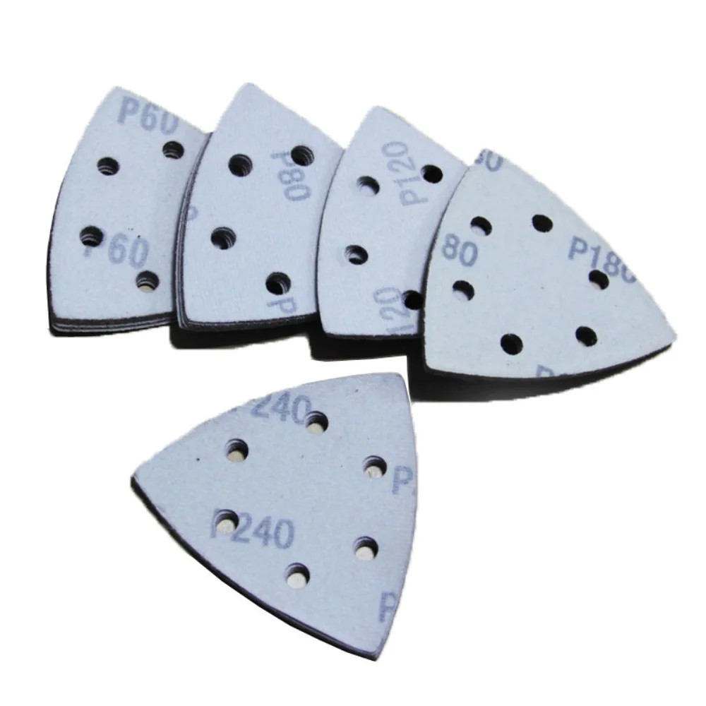 15 Pcs 90*90*mm Triangle Sandpaper 6 Hole Sanding Sheets Hook & Loop 60 -1000 Gr