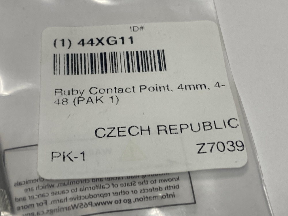 Ruby 4mm, Dial Indicator Contact Point, #4-48 Threads, Z7039