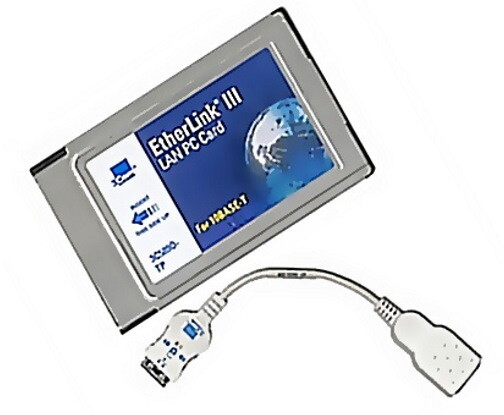3Com EtherLink III PCMCIA Ethernet LAN PC Card 3C589D + Dongle Cable