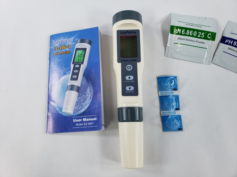 TDS/pH/Temperature 3-in-1 pH Meter for Water NO WORKING BATTERIES - UNTESTED