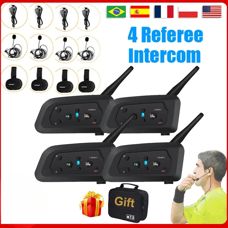 4 Users Referee Intercom Headset V4C Full Duplex Bluetooth Headphone Interphone
