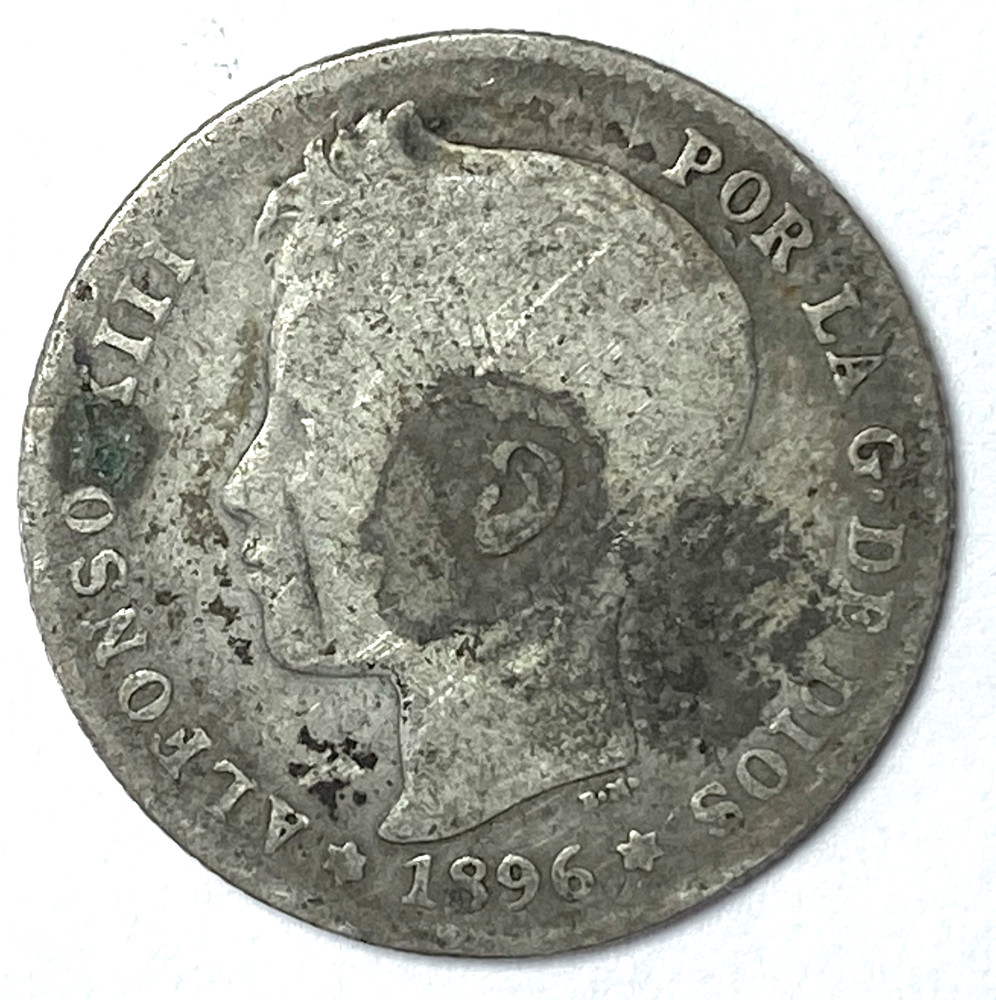 1896 Spain Silver One Peseta KM# 706