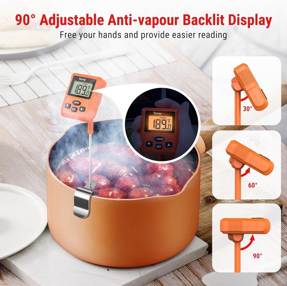 Advanced Instant Read Thermometer with Standard Pot Clip & Calibration Function