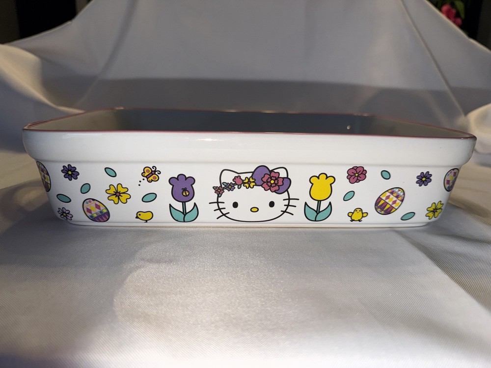 HELLO KITTY Sanrio EASTER Bakeware 8x12 Rectangular Ceramic Baker New (no box)
